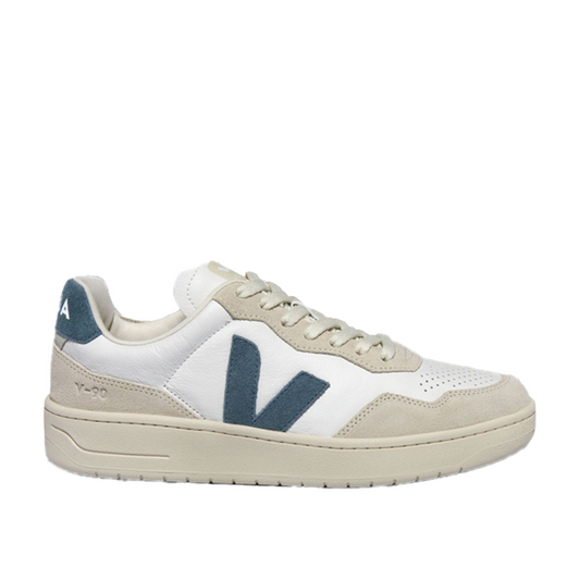 Veja V-90 O.T. Leather (White / Blue / Beige)