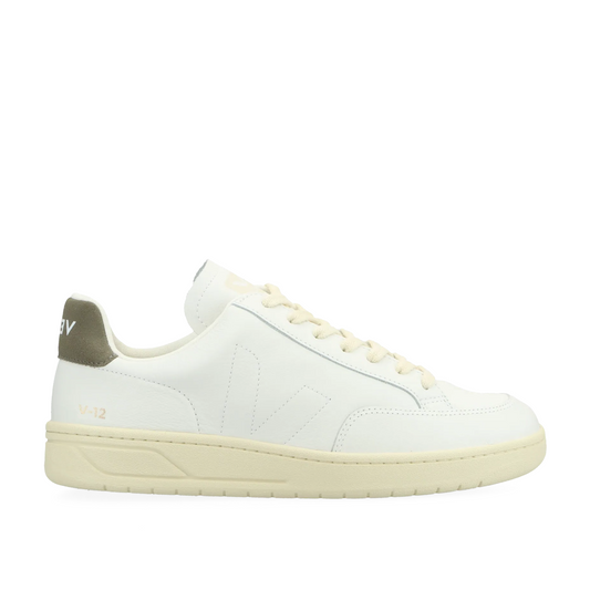 Veja V-12 Stitch O.T. Leather (White / Olive)